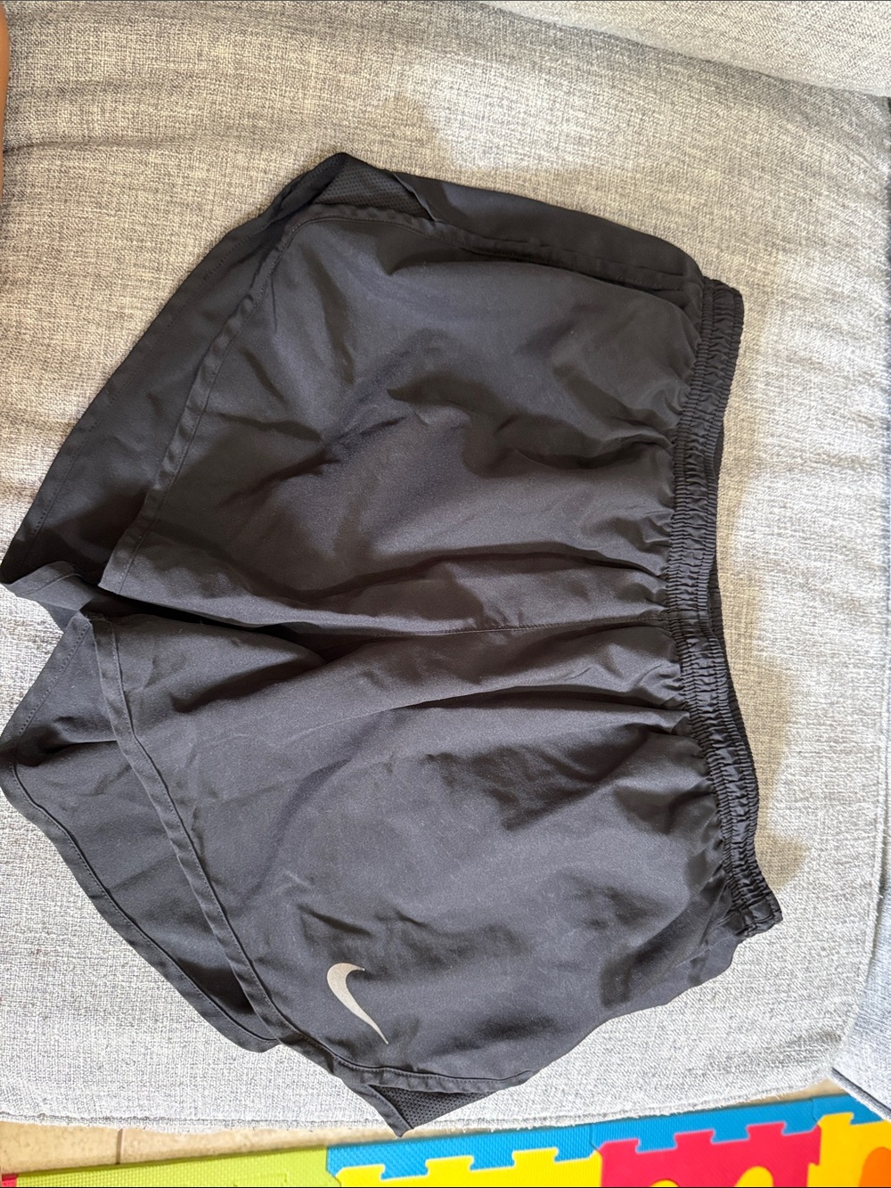 Nike Black Athletic Shorts with Silver Swoosh